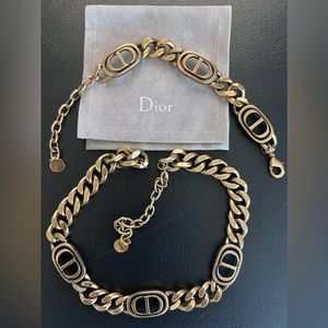 Dior 30 Vintage Montaigne Antique Gold Bracelet & Choker set